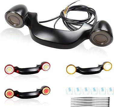 Motorcycle Bullet Rear Light Bar LED Turn Signals Integrated Brake Taillights for Harley Touring Softail Electra Glide Standard Road Glide Custom Street Glide, Black