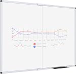 VIZ-PRO Large Dry Erase White Board/Magnetic Foldable Whiteboard, 48 X 48 Inches, Silver Aluminium Frame