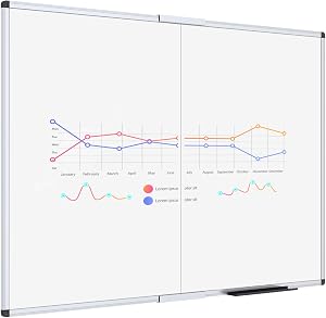 VIZ-PRO Dry Erase White Board/Magnetic Foldable Whiteboard, 48 X 36 Inches, Silver Aluminium Frame