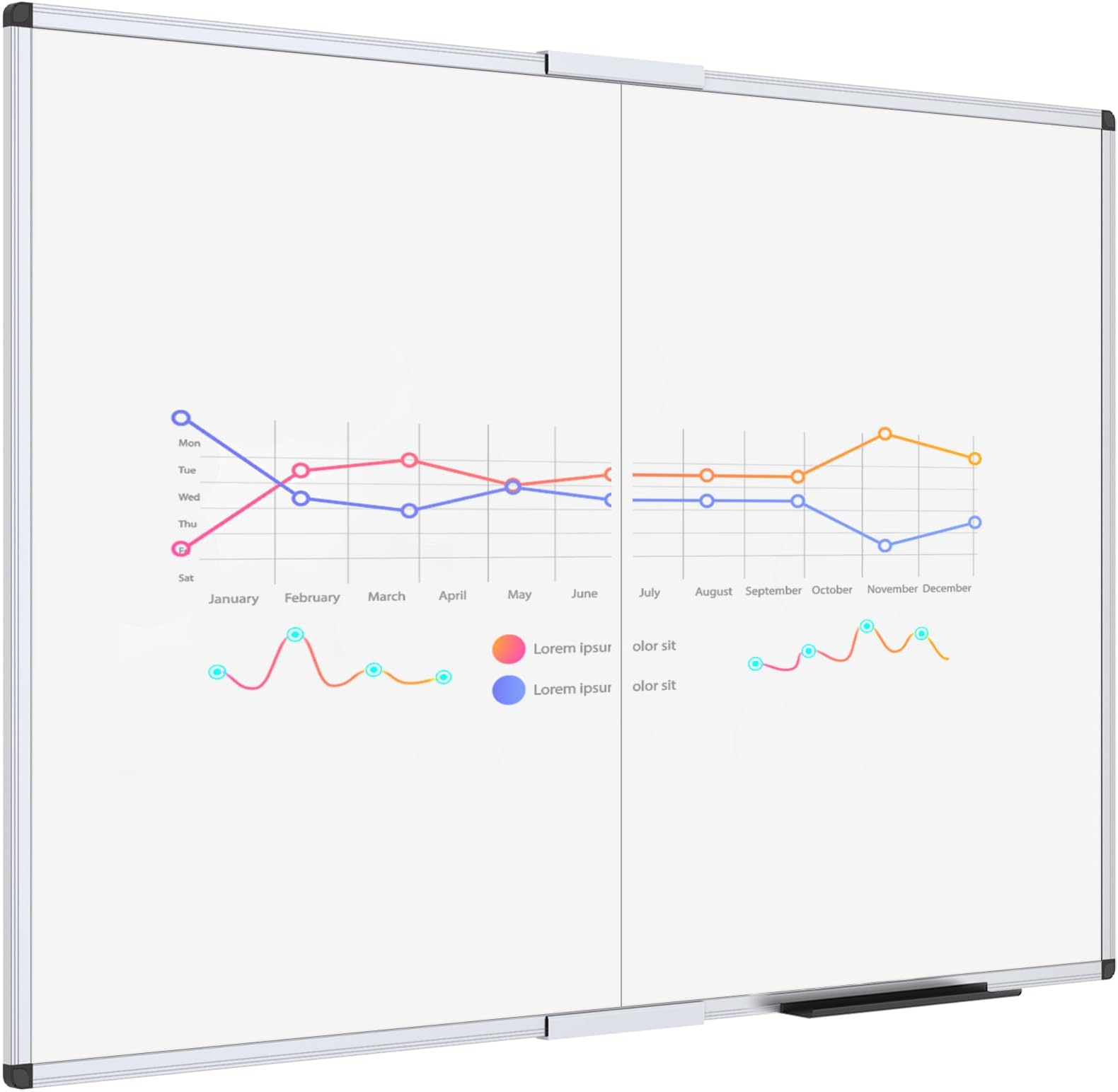 Magnetic Foldable Whiteboard, 48 x 36 Inches, Dry Erase Wall Mounted Board for School Office and Home