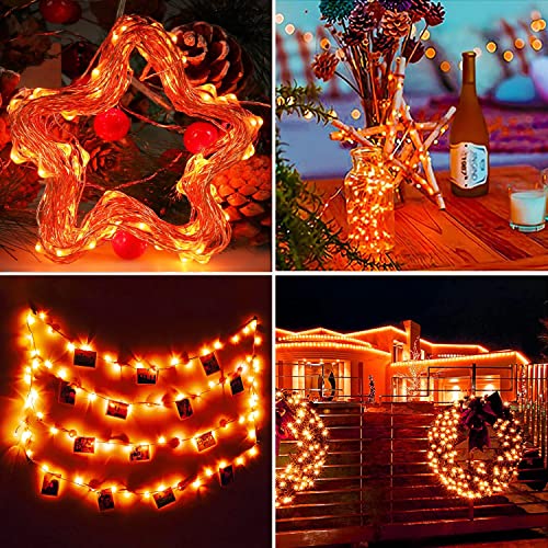 Image of RUICHEN Silver Wire 66 Ft 200 LED USB Fairy String Lights with On /Off Switch (Orange)