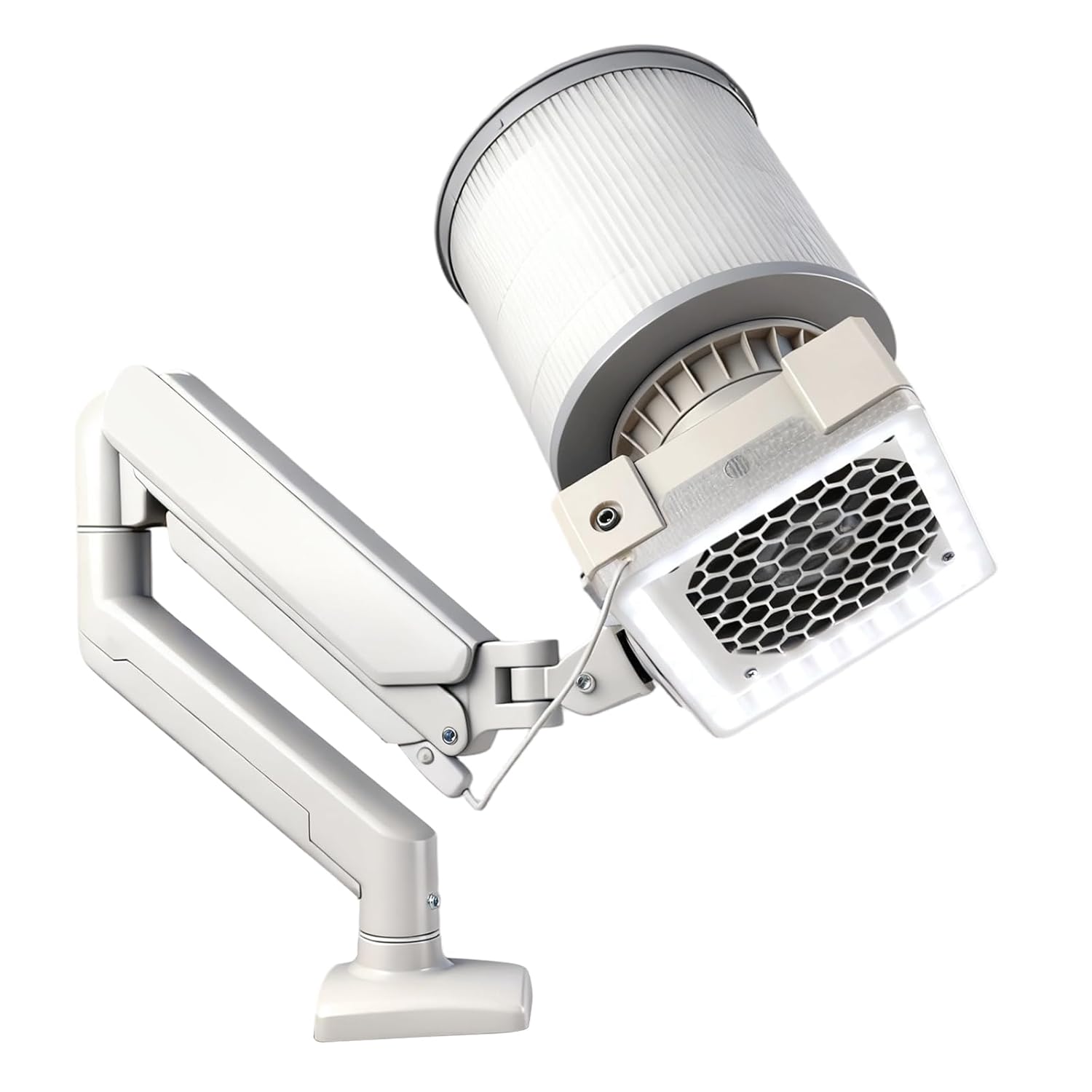 ANGNYA Professional Nail Dust Collector, Super Strong Suction and Built-in LED Lamp, Nail Fan Vacuum Dust Collector with Universal Table Mount for Nail Techs and Salon