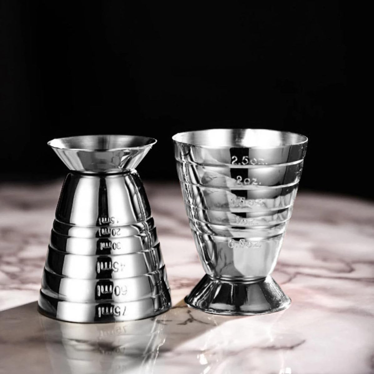 Generic 4pcs Stainless Steel Cocktail Jigger Set with Graduations and Ergonomic Design, Bartender Scale Cups for Accurate Measurement at Parties and Hotels