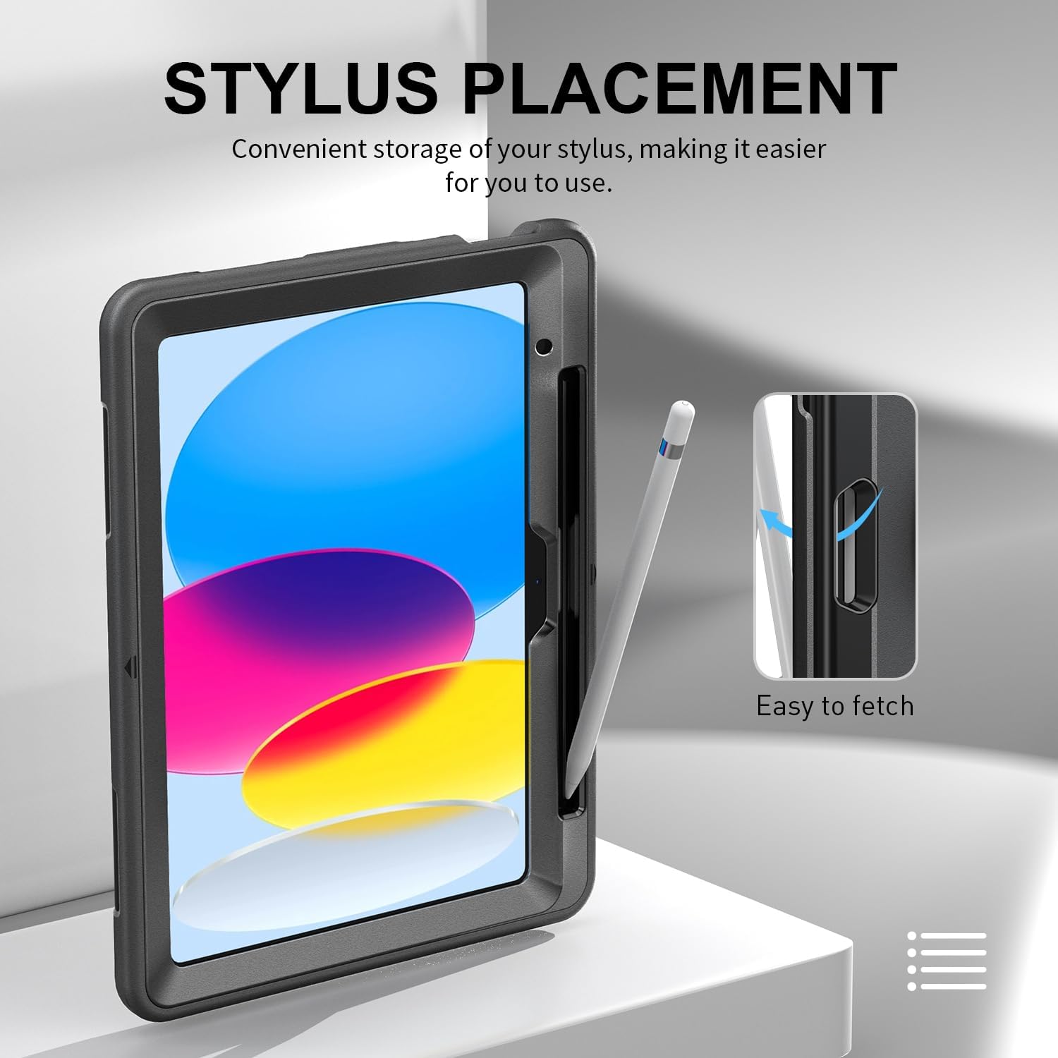 Junfire Protective Case for iPad 11th Generation (A16) 2025/ iPad 10th Gen with Screen Protector, Shockproof iPad a16 Case with Adjustable Hand Strap/360°Rotating Stand/Stylus Holder/Carrying Strap