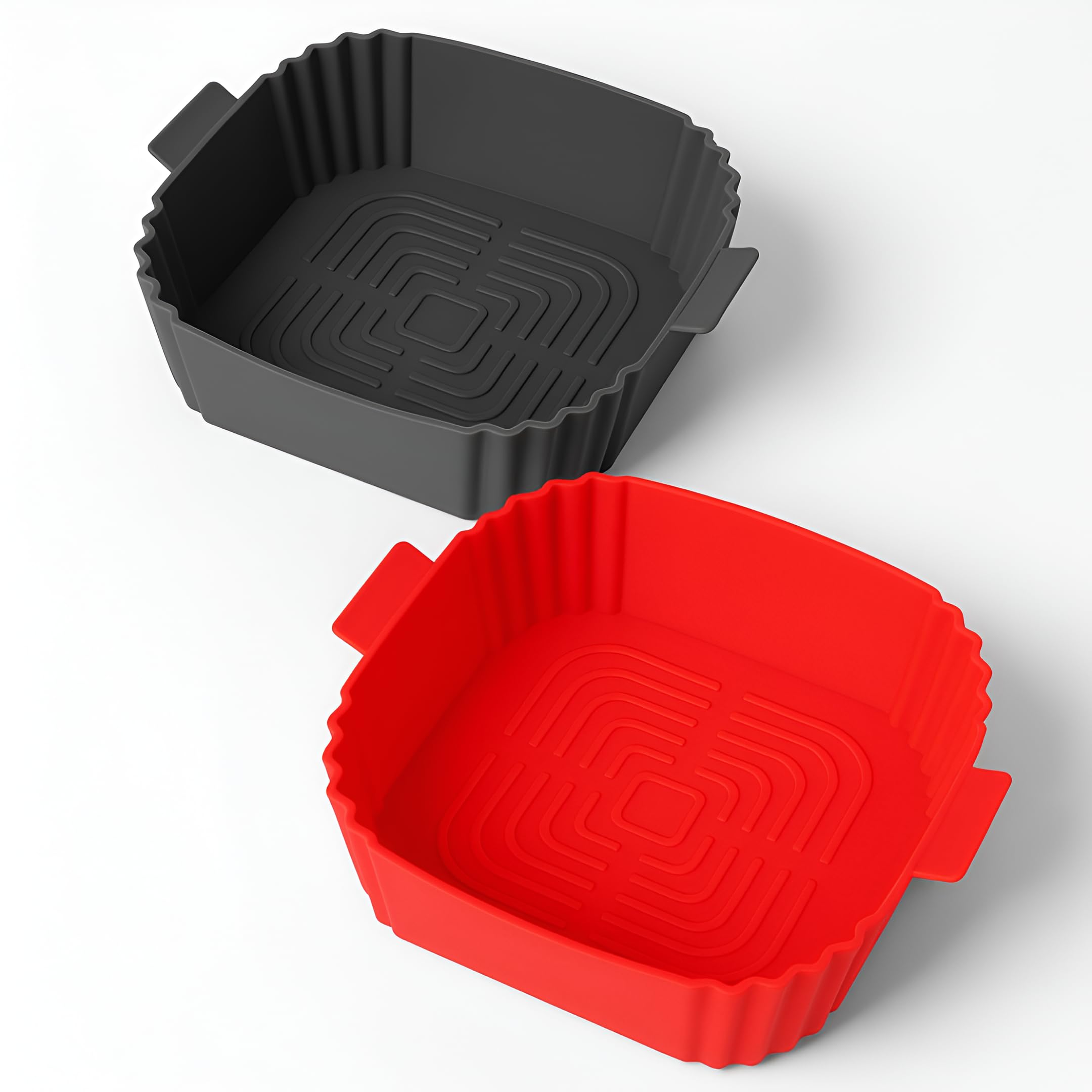 BIGMIX® 2 x Silicone Air Fryer Molds, 19.5 x 19.5 x 5 cm, for Air Fryers 3 to 7 Litres