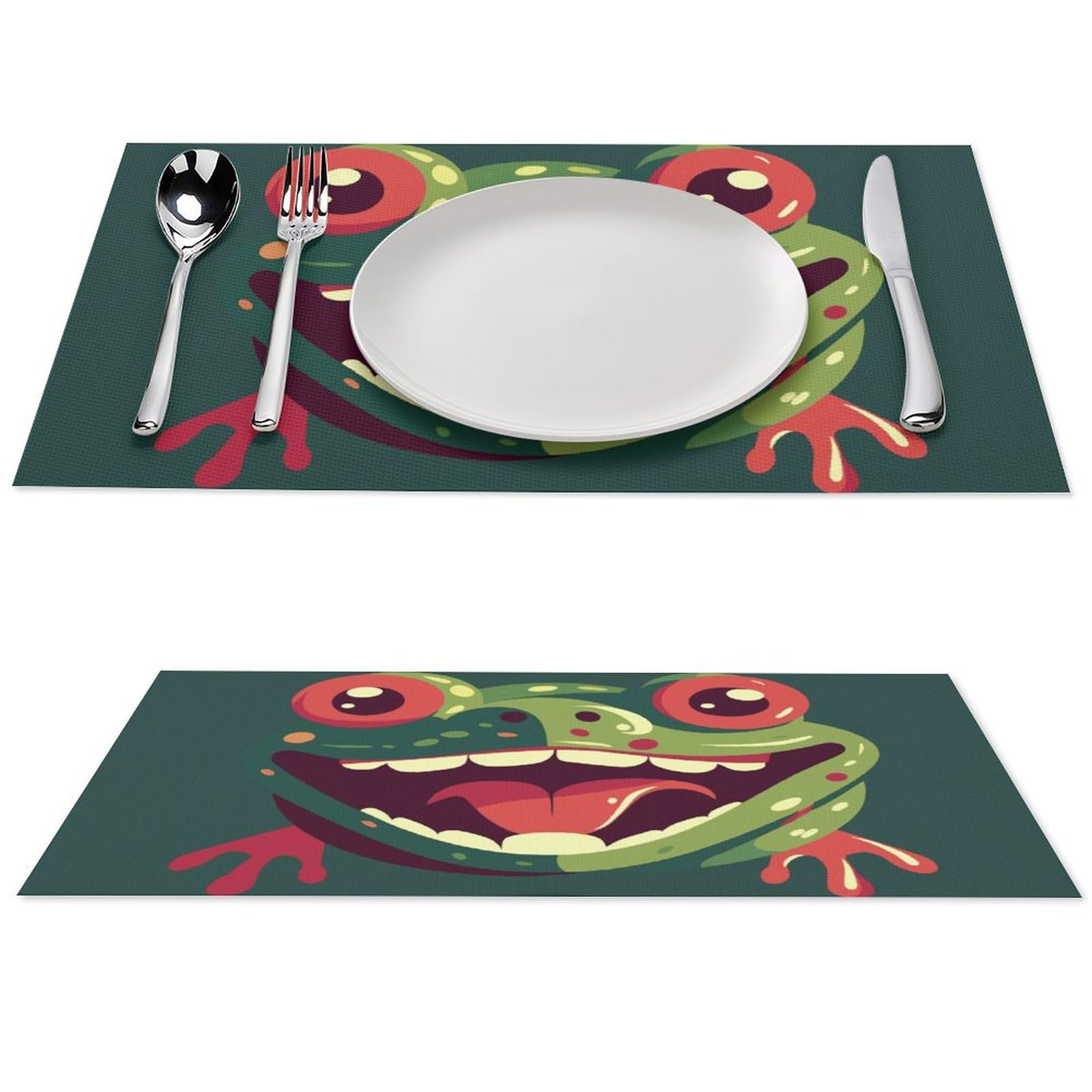 Set de table en PVC motif grenouille antidérapant et lavable - Lot de 2