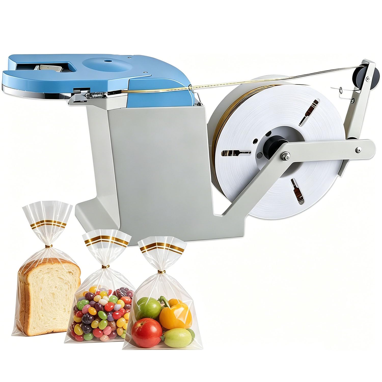 Coakue Multicolor Electric Semi Manul Bag Closure, Electric Semi-Auto Bag Closure, Food Twist Tying Tool, 40 Ties/Min, 0.1-1.2Mm Diameter, For Bread Candy Fruit Bags Cables Binding