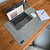 kontor28 - Schreibtischunterlage, Tischauflage Mauspad 59x42 cm upcycling-PET Filz: waschbar, wasserdichte Tischunterlage, Laptopunterlage für Büro / Homeoffice. Made in Germany, Farbe Grau