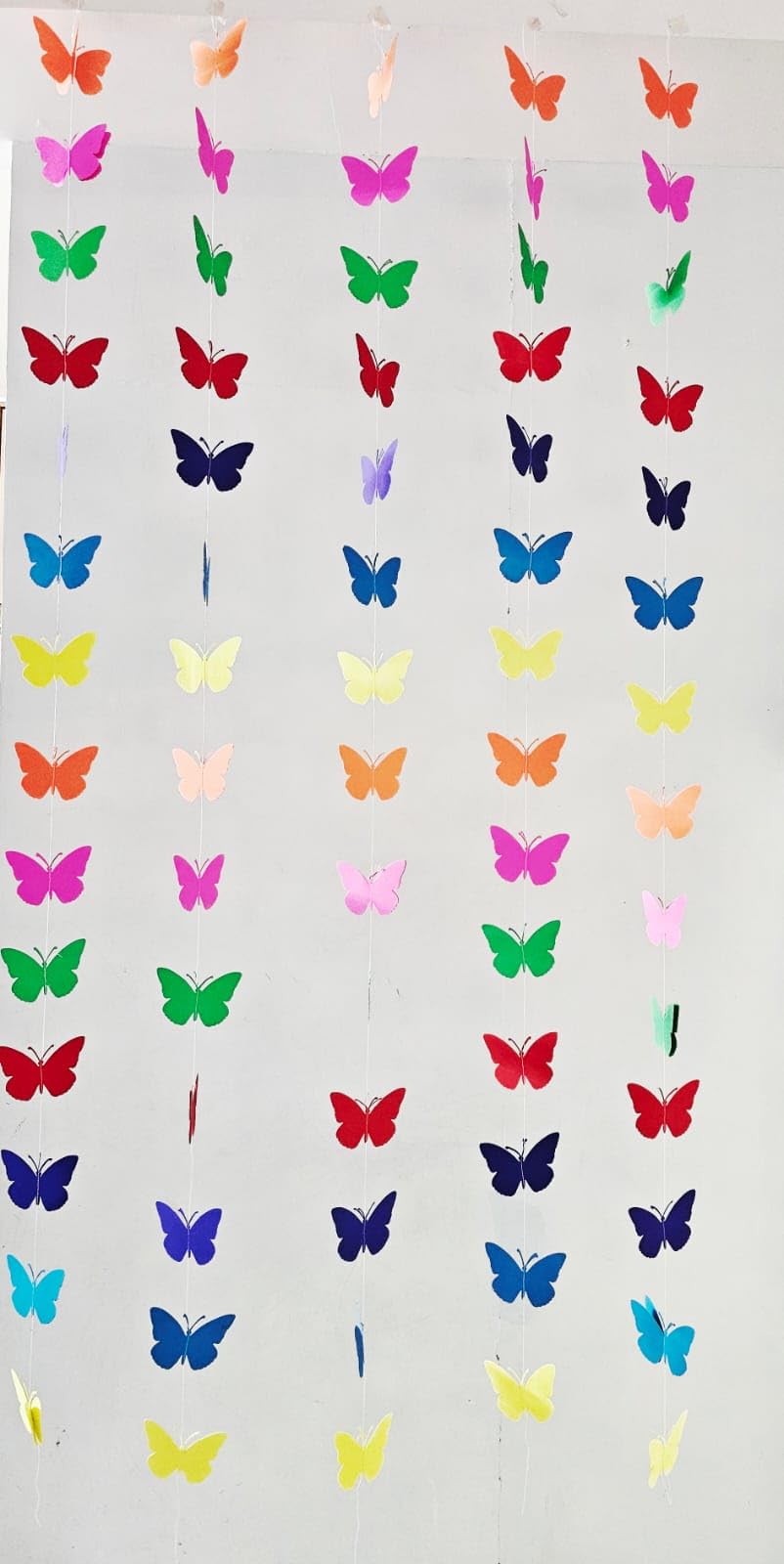 The Banner Company | Set of 5 3D Vibrant Rainbow Colours Butterfly | Foldable Paper Garlands | for Baby Girls | Theme Birthday | Kids Room Decoration | in 2 Meters