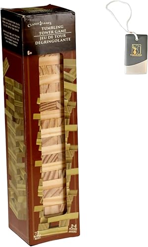 KS Tumbling Tower Juego de 72 piezas desafiantes bloques de construcción apilables de madera para mochileros, juego nocturno para fiestas en casa,