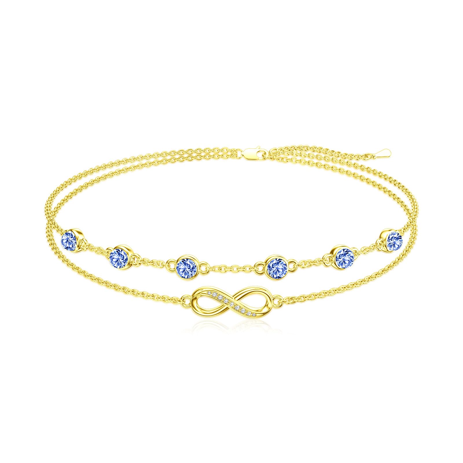 Dorunmo Anklet Bracelets For Women 925 Sterling Silver Birthstone/Infinity/Butterfly/Evil Eye/Turtle/Pineapple/Starfish/Heart Anklets Bracelets Jewelry Gifts for Women