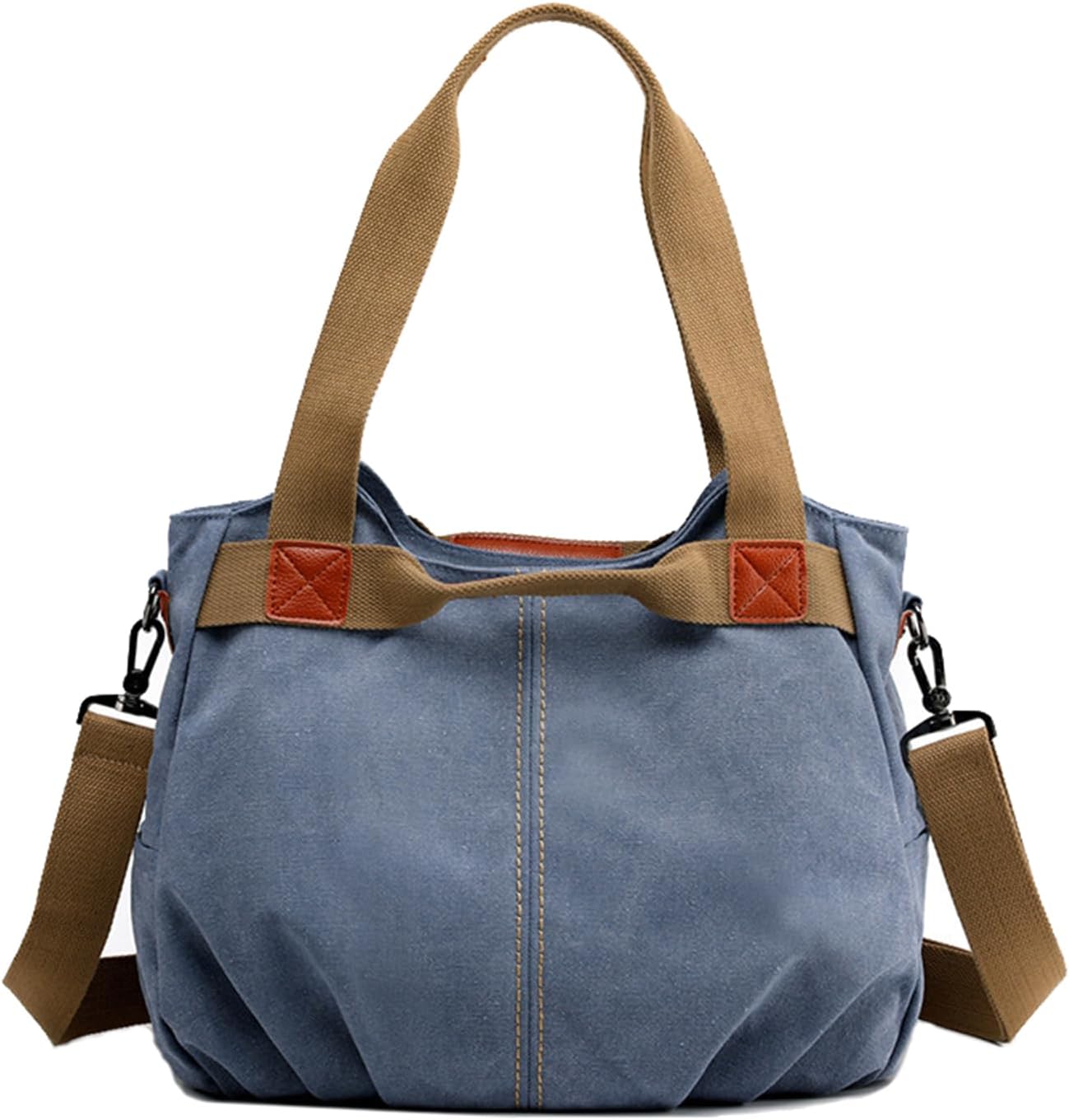 Women's Retro Canvas Tote Hobo Bag Casual Top Handle Shoulder Bag Travel Crossbody Handbag Purse In 3 Ways To Carry