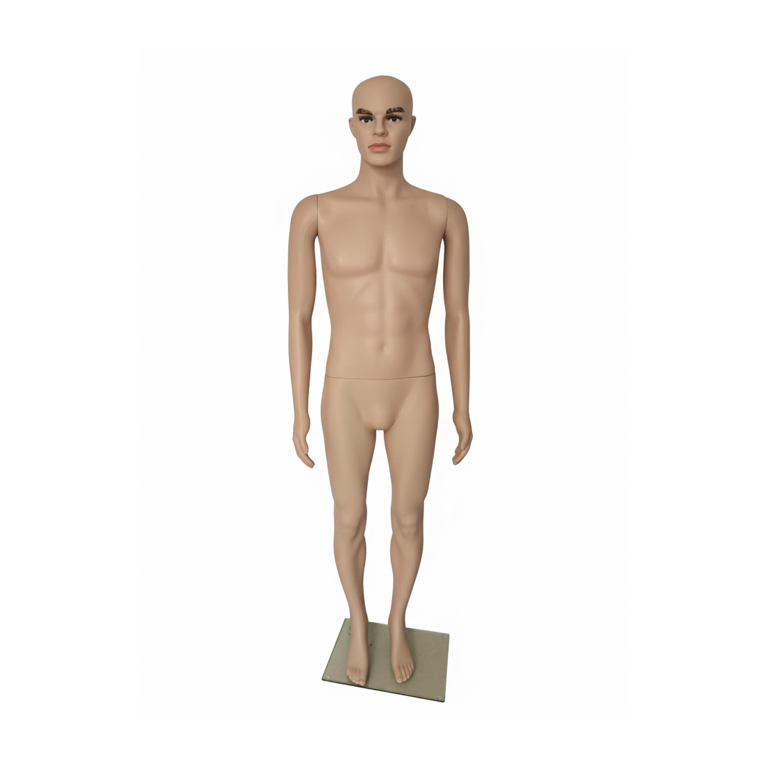 Manichino da vetrina Relaxdays, Maschile, 185 cm, Testa e Braccia mobili, Base in Vetro, Beige