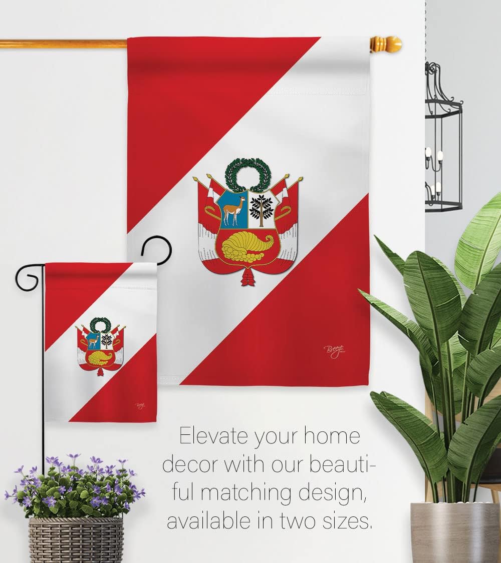 Breeze Decor G158153 Peru Flags of The World Nationality Impressions Decorative Vertical Garden Flag 13" x 18.5" Printed in USA Multi-Color