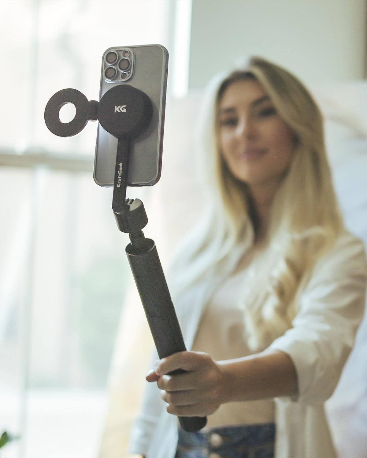KraftGeek 163cm Trépied Smartphone avec Ring Light Telephone Magnétique