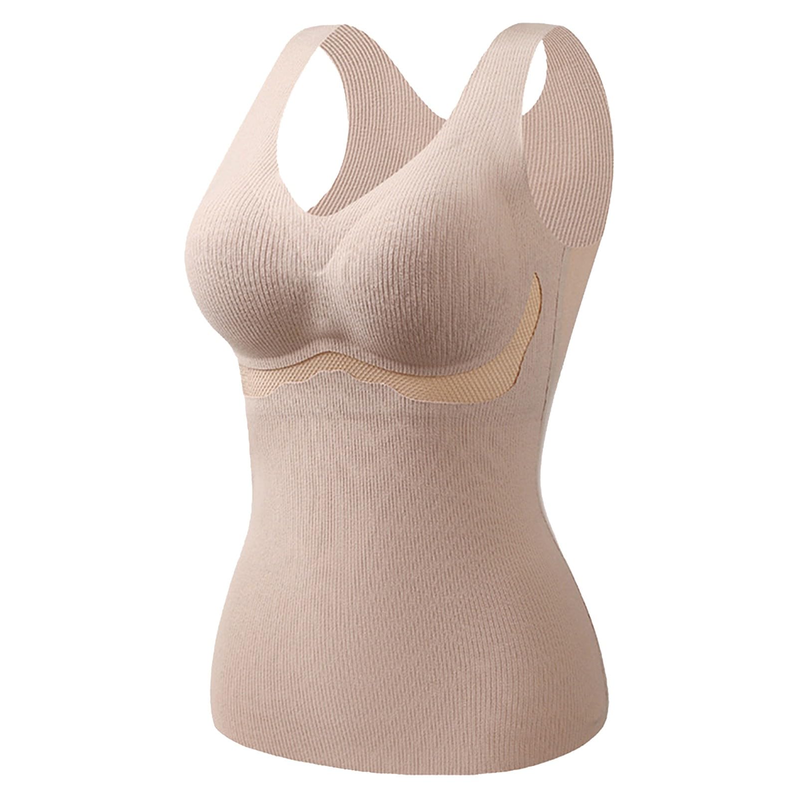 Damen Unterhemd Mit BH - Nahtloses Shapewear Tank Top Mit Entfernbaren Cups