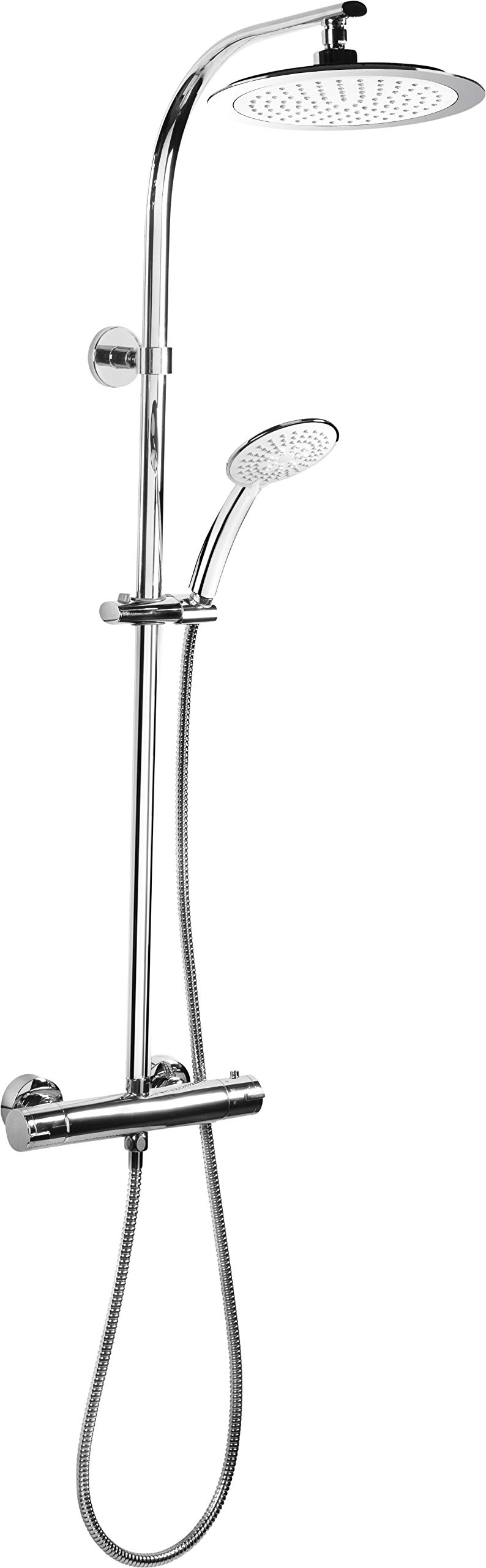 Cornat TECBW3422 - Alcachofa de ducha (238 mm, diámetro de 1 chorro, con rótula y boquillas anticalcáreas, cromado)