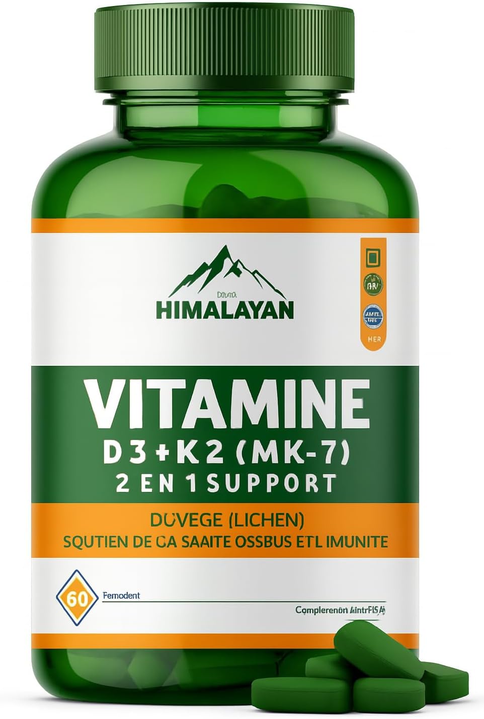 - Divya Himalayan Vitamin D3 + K2 MK7 | Bone & Heart Support | 60 Vegan Tablets | High Absorption | Non-GMO, Gluten-Free
