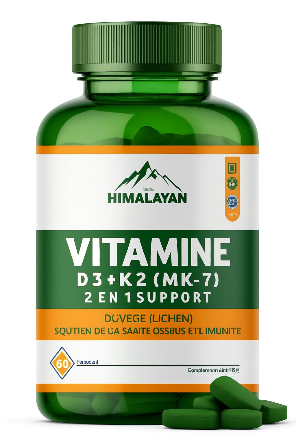 Divya Himalayan Vitamin D3 + K2 MK7 | Bone & Heart Support | 60 Vegan Tablets | High Absorption | Non-GMO, Gluten-Free