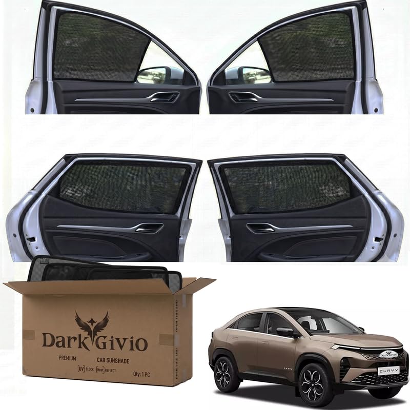 Image of Car Window Sun Shade Protector for CURVV | Exact Fit Non-Magnetic Half Cut Sunshade (Set of 4 /6) | UV Blocker Side Window Car Curtains & Interior Accessory