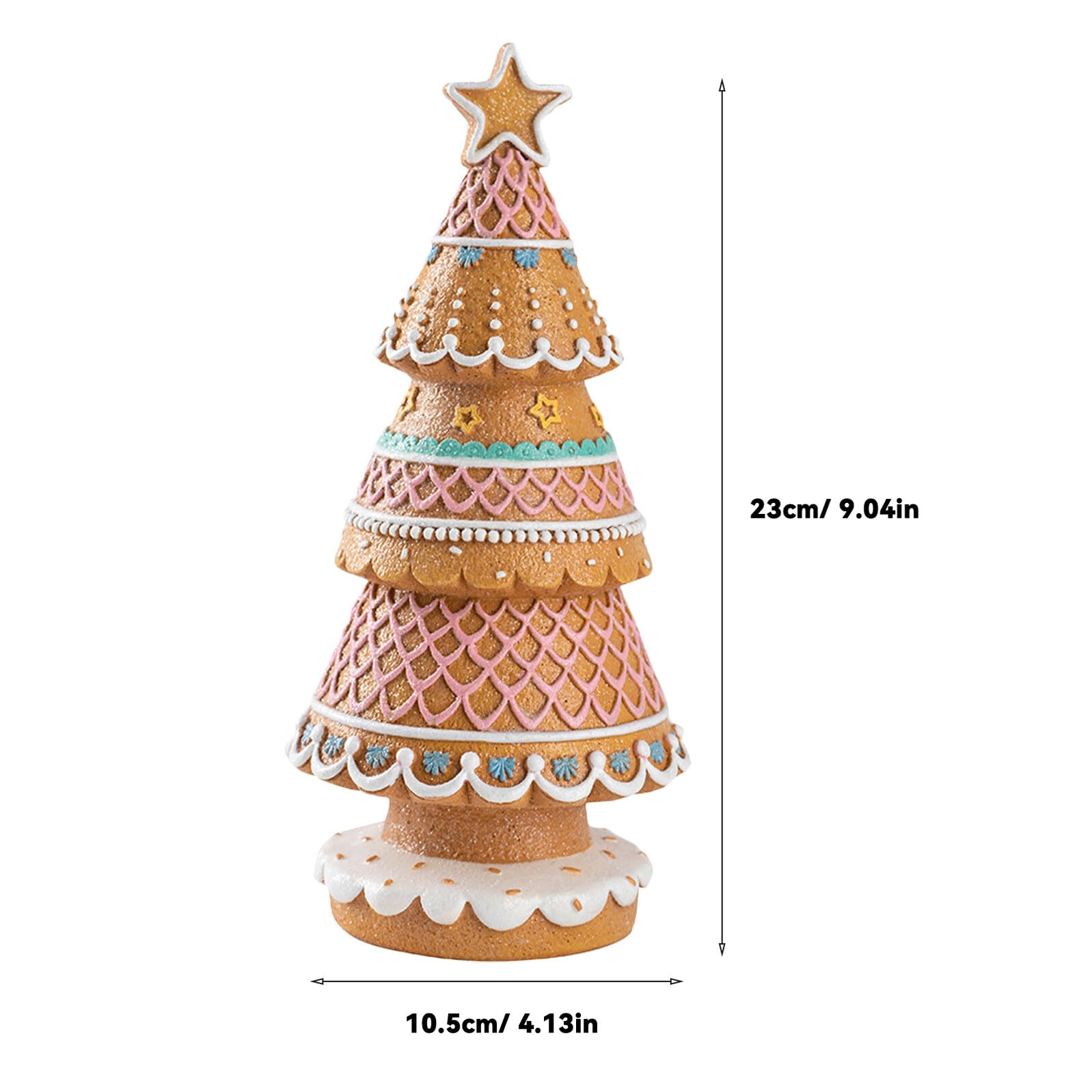 Figura de Árbol de Navidad de Resina con Diseño de Galleta de Jengibre Centro de Mesa Reutilizable para Decoración Festiva de Fiestas Navideñas y Exhibición Interior