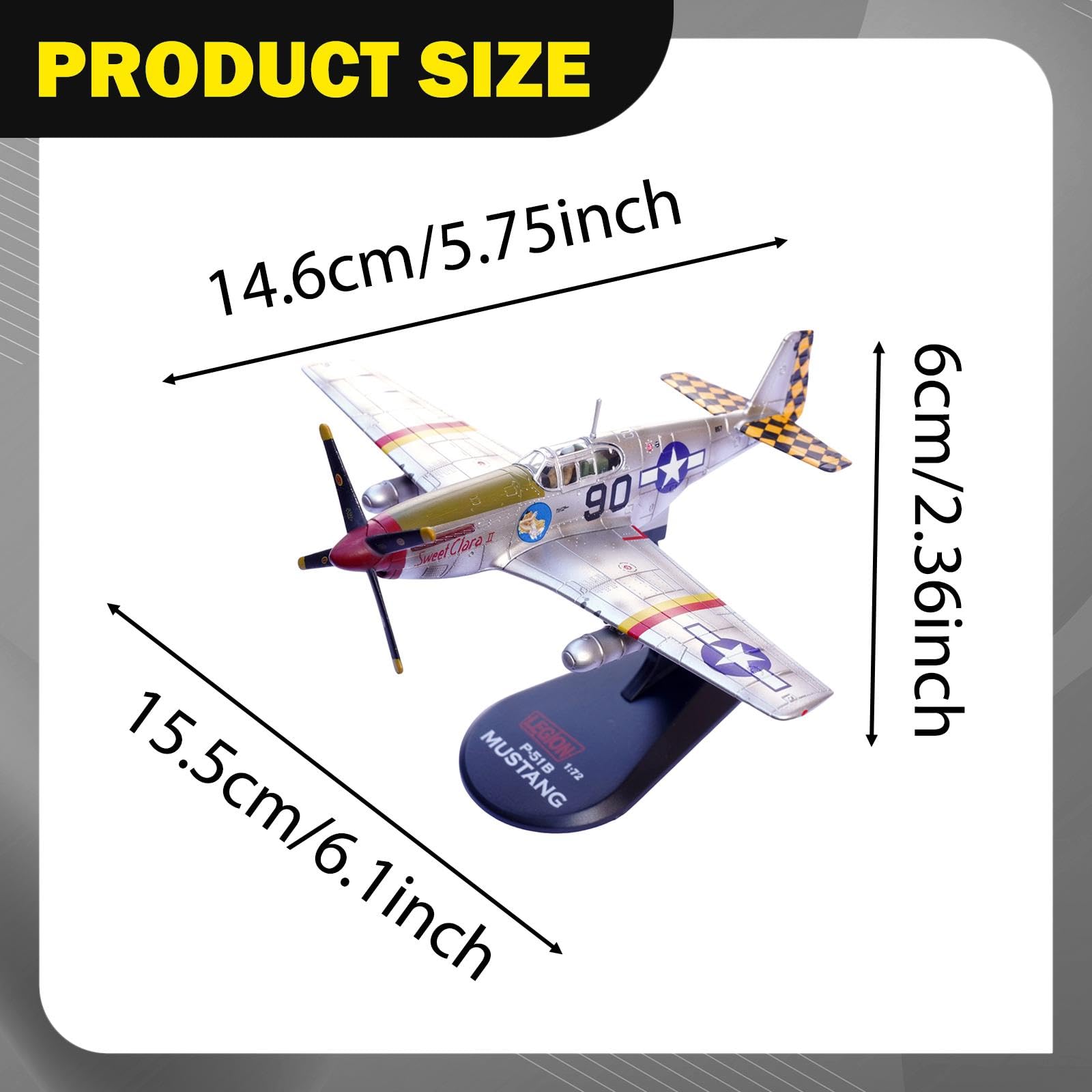 Modelo de Avión de P-51B en Escala 1:72, Adorno de Regalo Simulado para