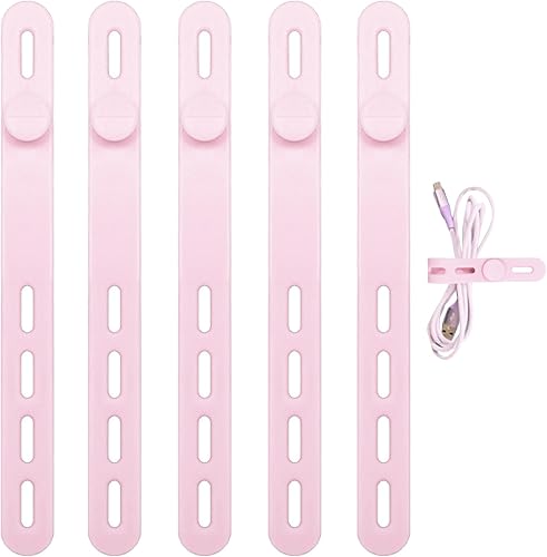 Bridas de silicona 5 bridas de silicona para cables, organizador de cables reutilizable Organizador de cables de viaje de silicona reutilizable