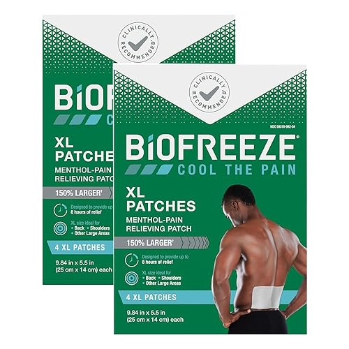 Biofreeze XL Parche de Alivio del Dolor, Parches de Mentol para Alivio del Dolor de Espalda Baja, Parches XL Ideales para Espalda y Hombro, Tela