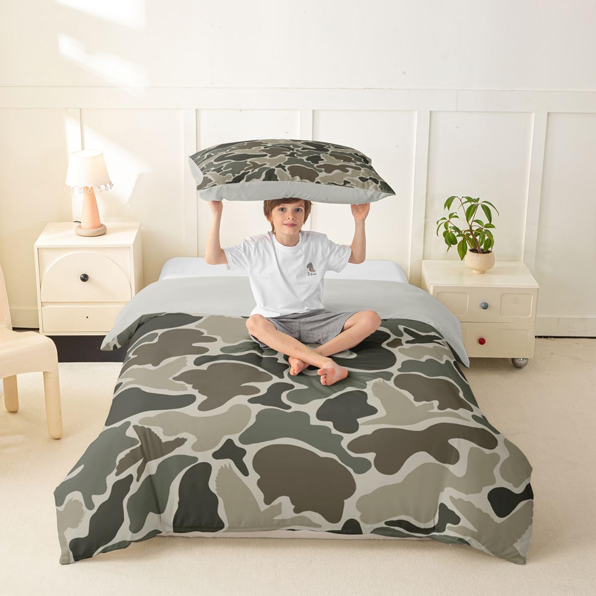 jejeloiu Camo Duck Duvet Cover Toddler Size