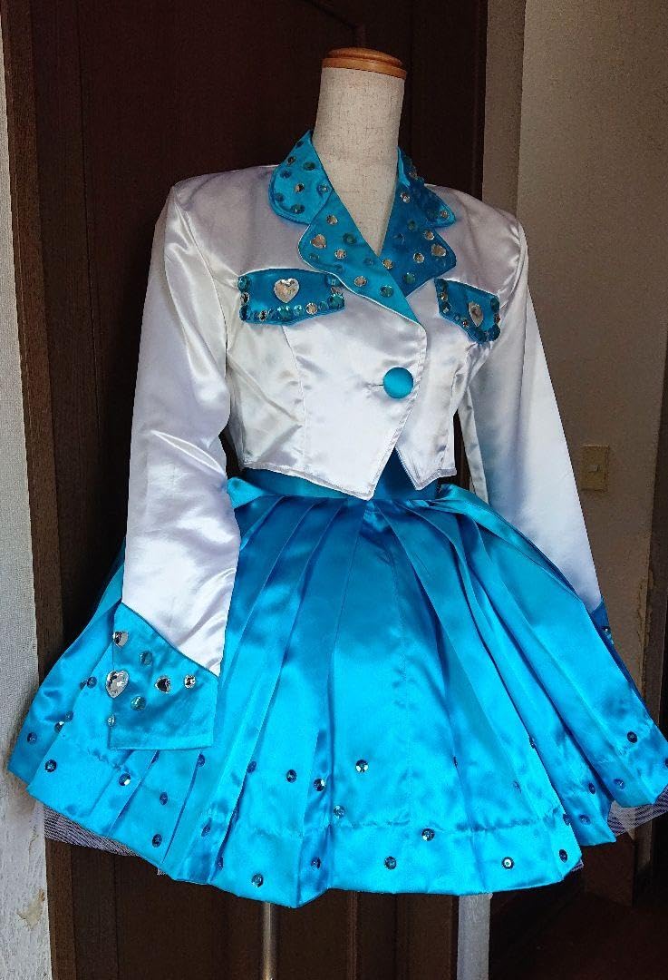 Amazon.co.jp: 森高千里 パニエ付き 17才風 コスプレ衣装 白×青
