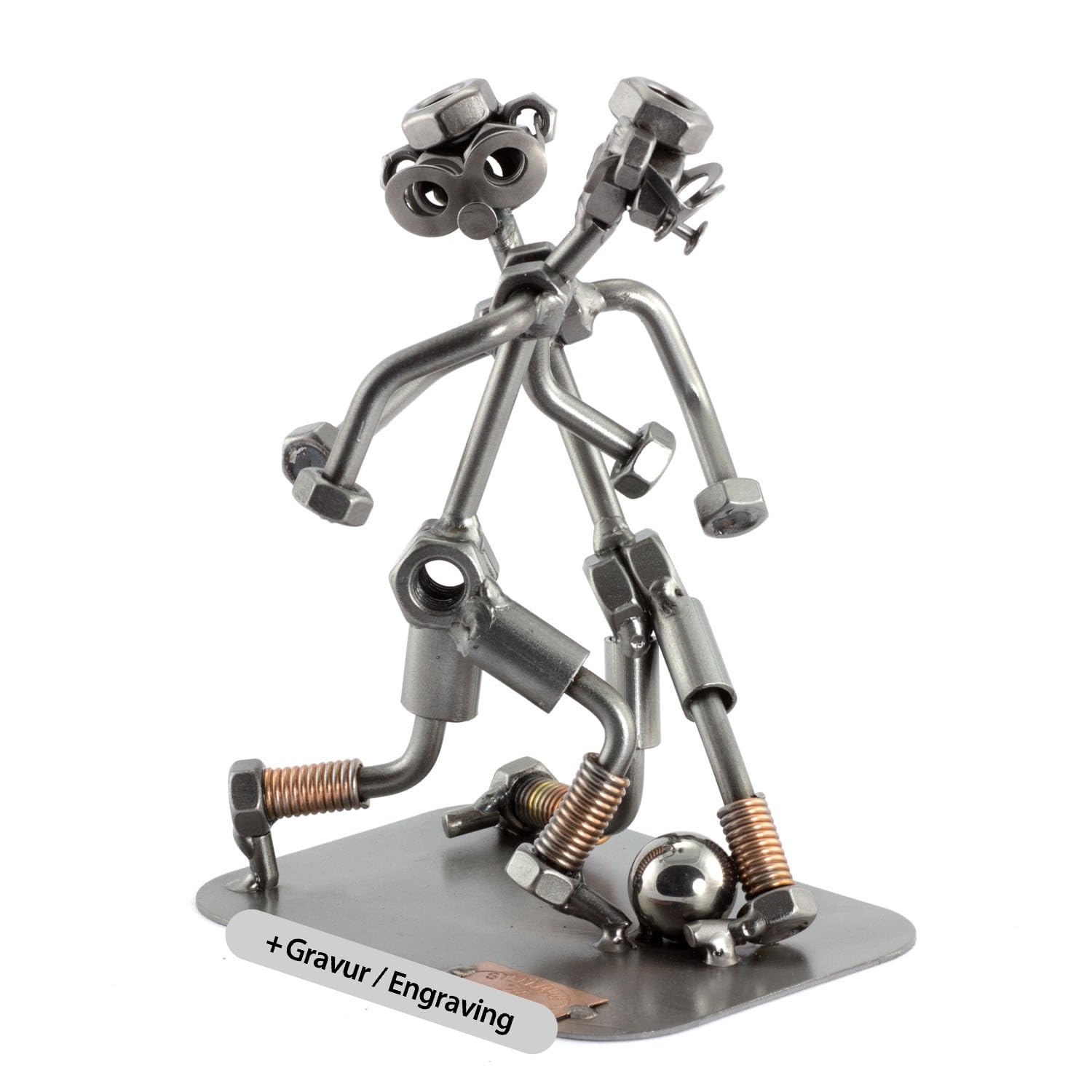 Steelman24 I Nuts and bolts sculpture Soccer With Personal Engraving I Handmade ornaments I I Metal figurine