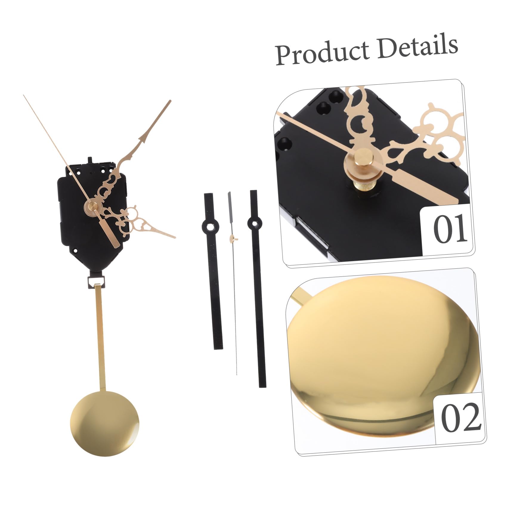 Artibetter 5sätze Mechanismus Mit Uhrzeiger Und Zubehör Reparaturset Für Wanduhr Präzise Und Langlebige Quarzbewegung Geeignet Für Verschiedene Uhrenstile Goldene