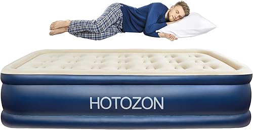 Miniatura 1 de HOTOZON Colchón de aire individual con bomba integrada, cama de aire plegable de 18 pulgadas con bolsa de transporte, colchones de aire inflables
