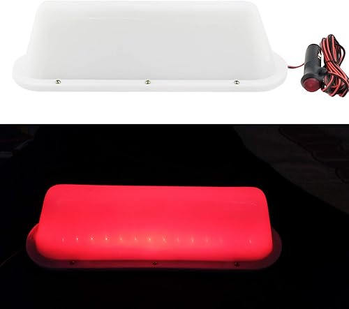 Miniatura 2 de Cinta LED roja de carcasa blanca 12V Coche Taxi Cabina Señal de techo Lámpara de luz magnética con cables de alimentación de encendedor de