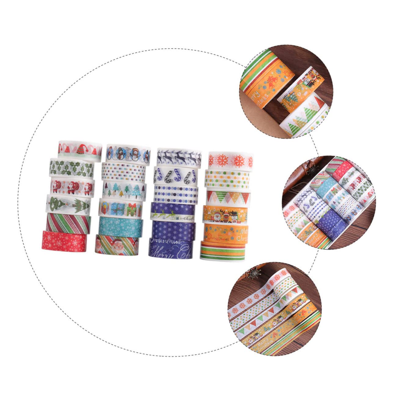 Angoily 168 Rouleaux Ruban Adhésif Washi Noël Décoratif pour Scrapbooking et DIY Facile à Découper pour Calendrier et