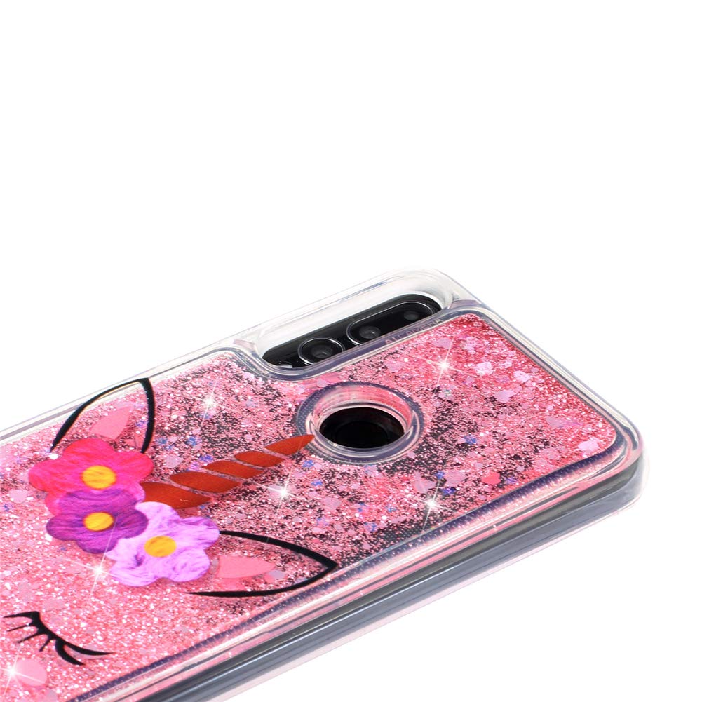 Compatible Avec Huawei P Smart Z Étui, Paillette Floating Quicksands Housse Coque Tpu Antichoc Protective Pour Huawei P Smart Z Bling Eyelash Unicorn Xy
