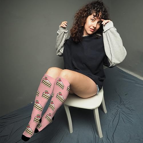 Vista 4 de devor Calcetines largos para mujer, botas de trabajo, calcetines a la rodilla, calcetines de moda para tartas, Blanco