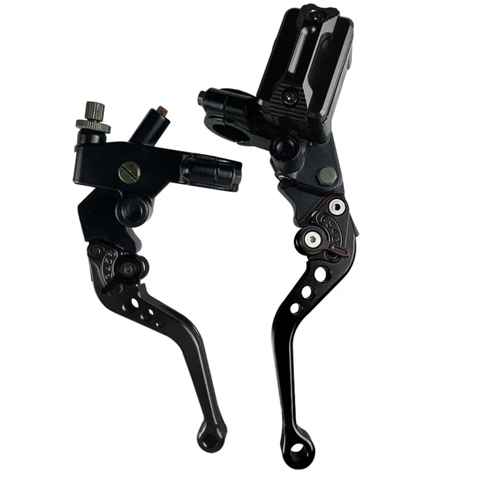 Motorrad-Kupplungshebel CNC-gefräster 7/8" (22 mm) Universal-Motorrad-Bremszylinder für mit Hebel, Kabel und Kupplungsflüssigkeitsbehälter(Silvery A)