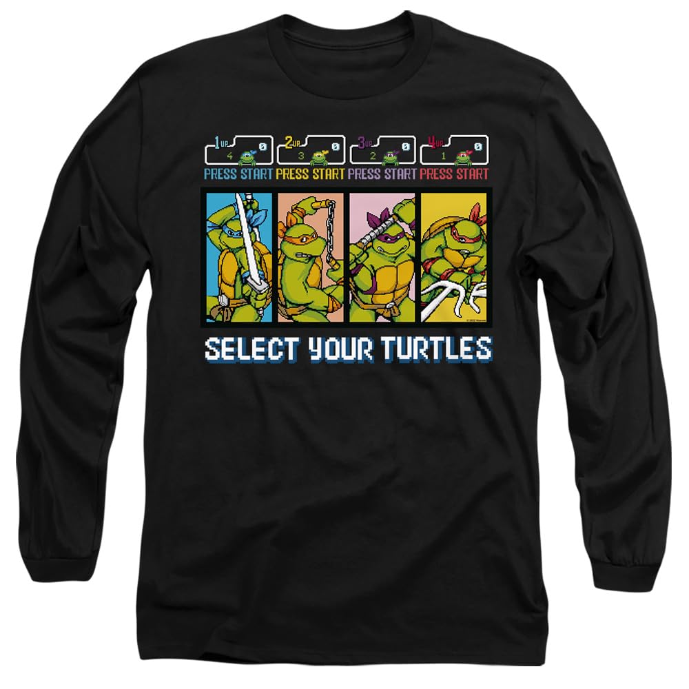 TMNT Select Your Turtles Mens Long Sleeve T Shirt, Black, Small