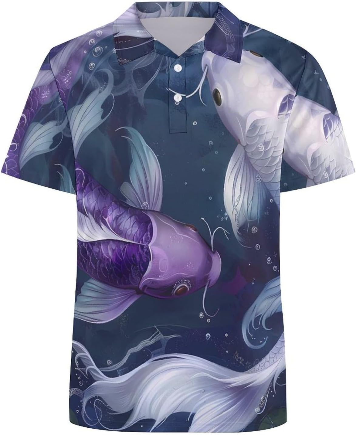 Yin And Yang Japanese Fish Women's Short Sleeve Polo Shirts Casual Collared T-Shirts Golf Shirts Sport Blouses Tops