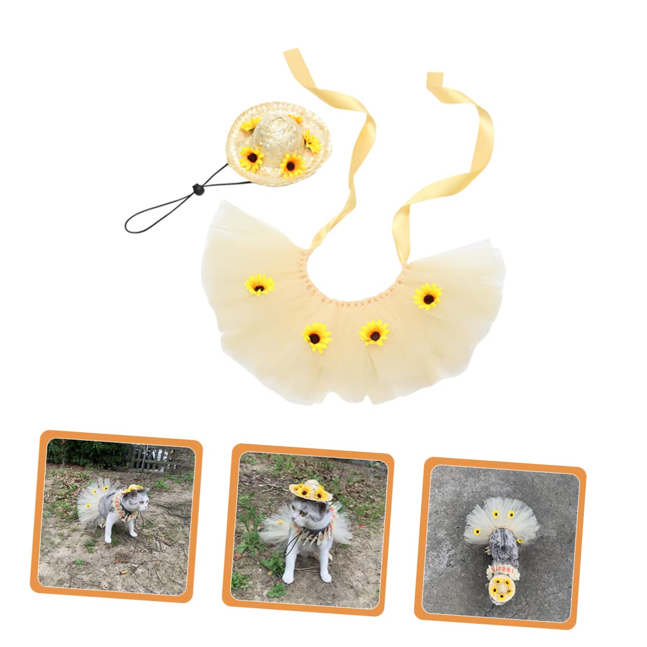 FRCOLOR 5juegos Disfraz De Verano para Mascotas Conjunto De Sombrero De Falda De Malla y Floral para Perros y Gatos Ropa De Fiesta para Eventos Especiales
