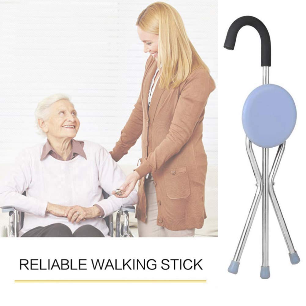 Bastón para Asiento, bastón para Caminar y Silla, Ayuda para discapacitados, bastón Plegable con Ayuda ergonómica para la Movilidad de Personas Mayores, bastón, muletas