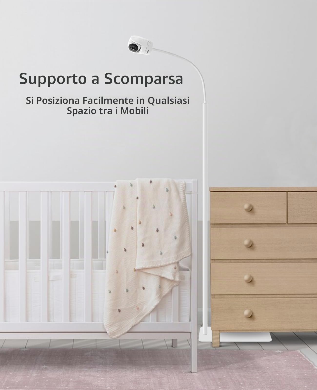 Supporto per baby monitor, 170 cm, altezza regolabile, compatibile con Nanit, Owlet, Infant Optics DXR-8 Pro, VTech, Vava, Eufy & Allen Baby Camera con filettatura da 1/4"