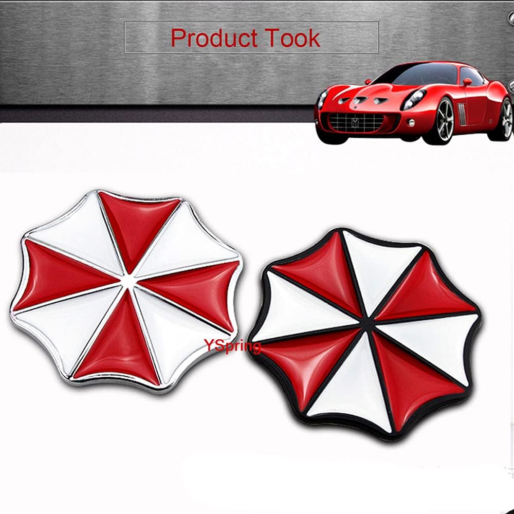 Umbrella Corporation Decals Car Emblem 3D Metal Self-Adhesive Badge Sticker for Car Motorcycles (Style C-Black)