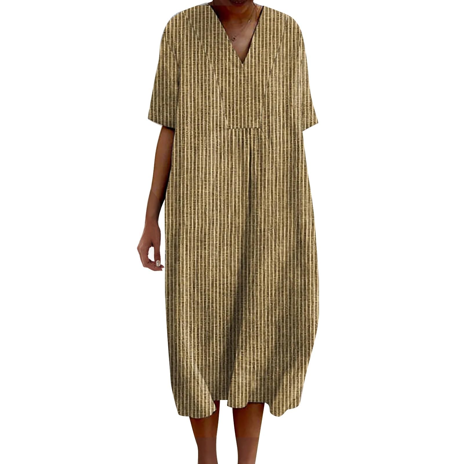 Robe ample casual mi-longue avec poches pour un été sans complexe