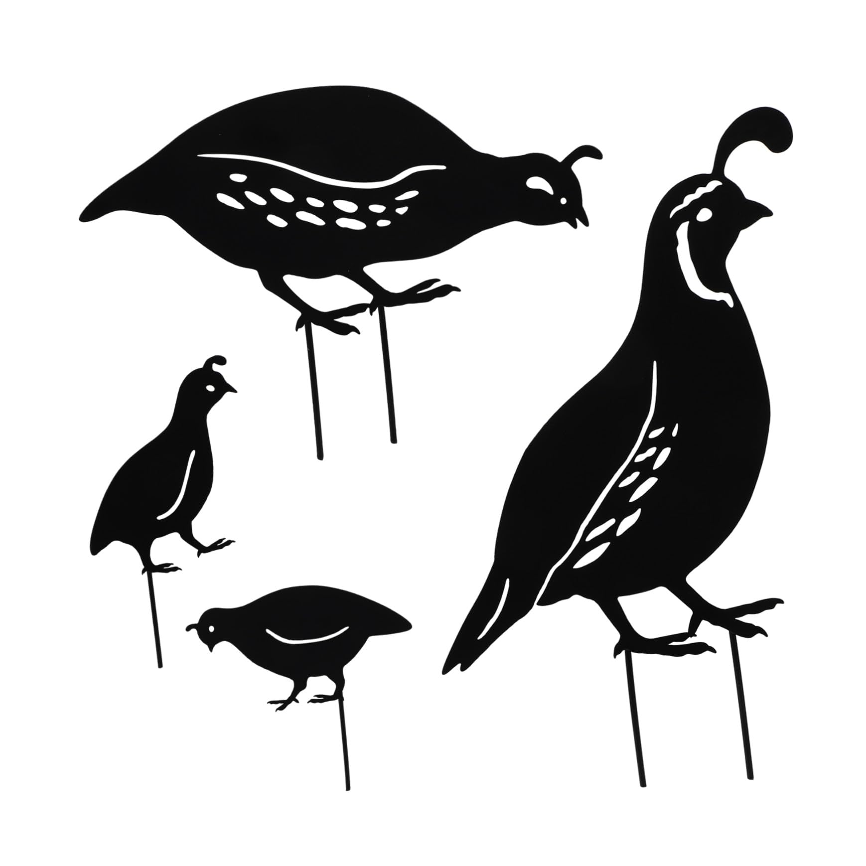 Caille noire en fer et piquets de jardin pour décoration extérieure de cour