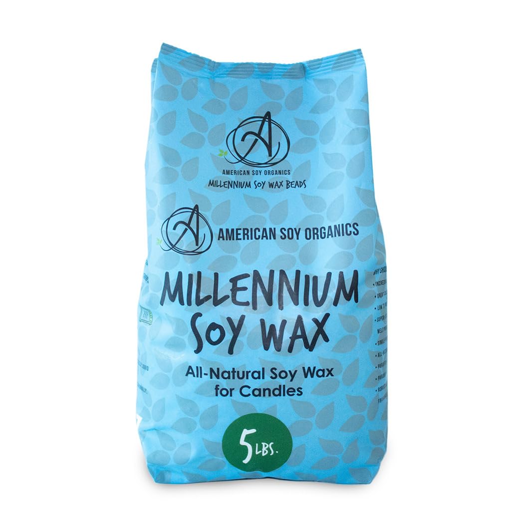 American Soy Organics Millennium Wax - Bolsa de cera de soja natural de 5 libras para hacer velas