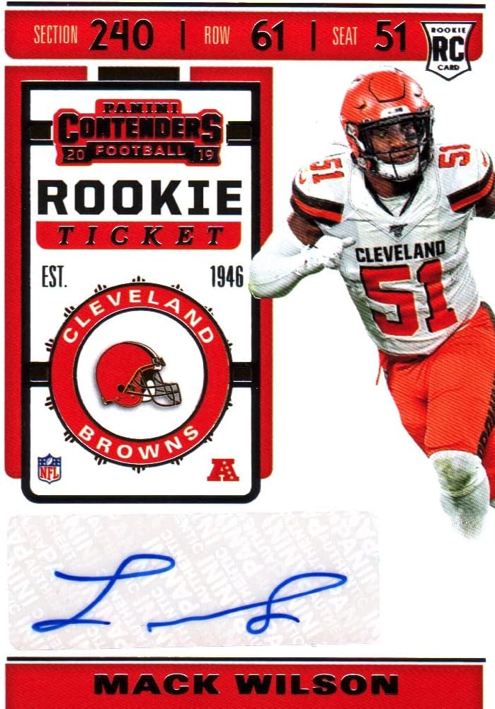 Mack Wilson Panini Contenders Autographed Rookie Card Collectible Football Card - 2019 Panini Contenders Rookie Ticket Football Card #228 (Browns) Free Shipping
