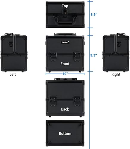 Miniatura 5 de OUDMAY Estuche de maquillaje - Caja de almacenamiento de cosméticos de aluminio portátil profesional con cerraduras y bandejas plegables de 2