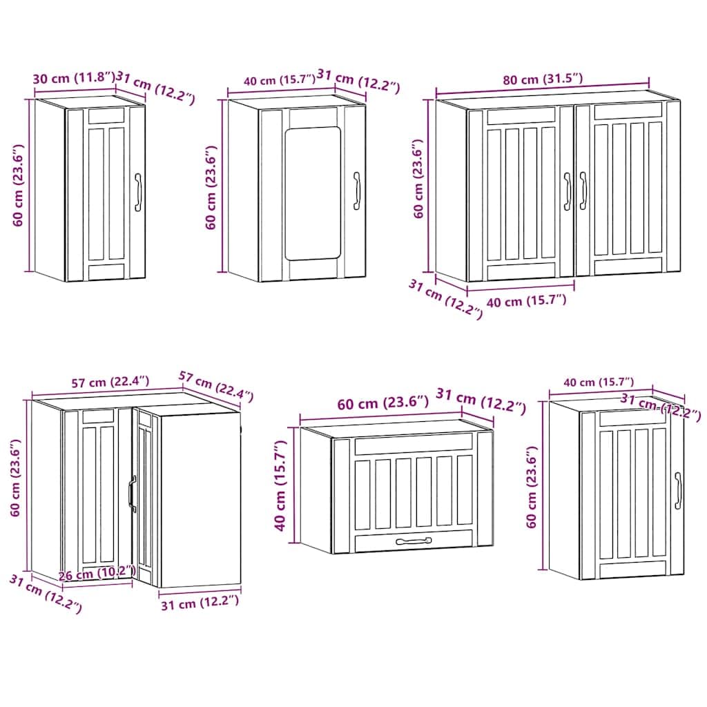 Ensemble d'armoires de Cuisine 11 pcs Kalmar Bois d'ingénierie Noir avec Rangement spacieux tiroir Porte Vaisselle casseroles ustensiles pour cellier Salle et comptoir